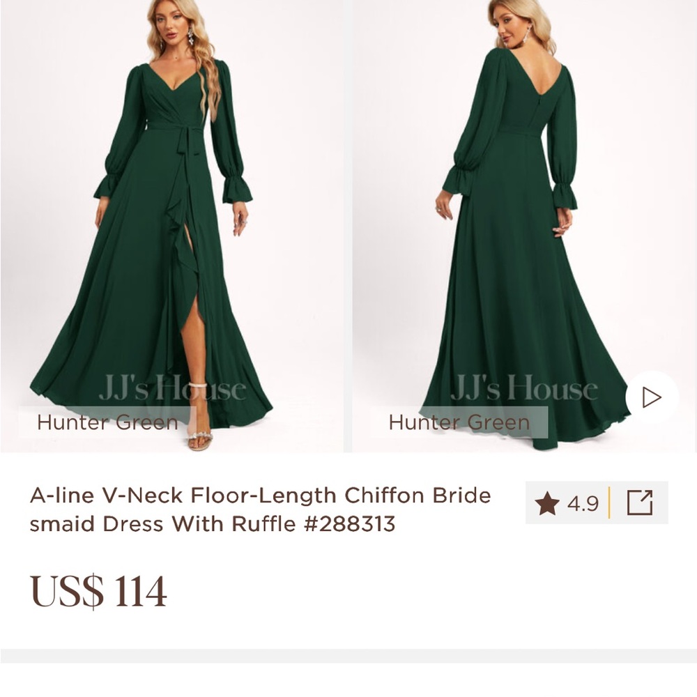 JJs House Deep Green V-Neck Maxi Dress